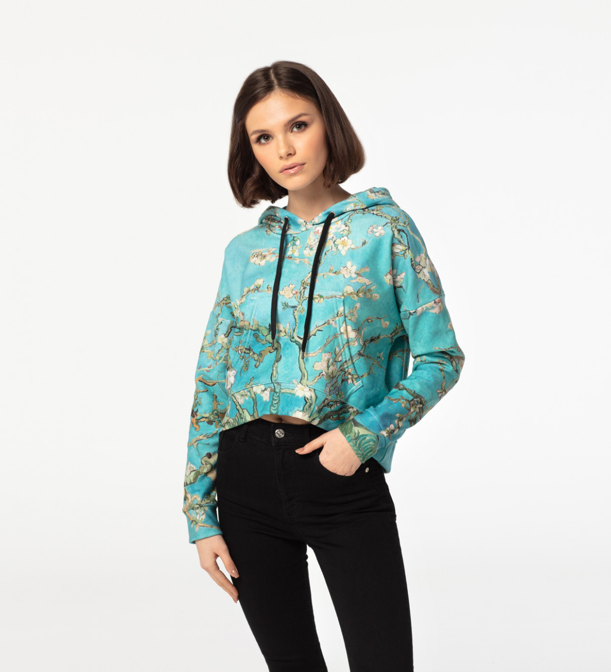 Almond Blossom CROPPED mikina - S