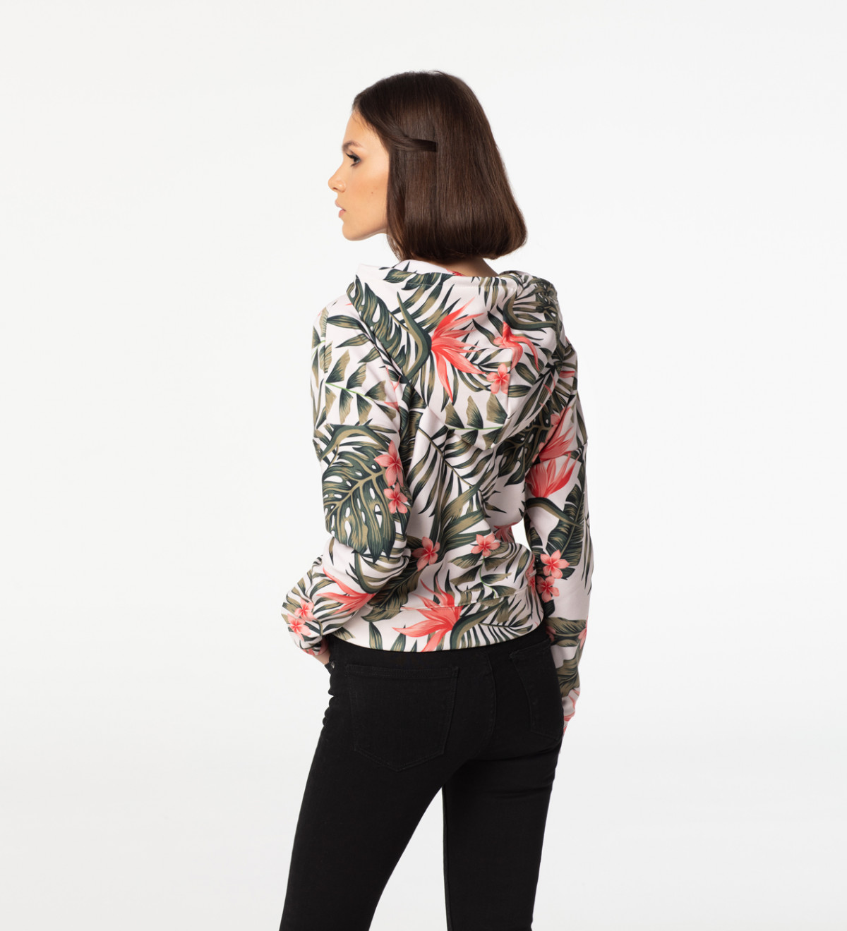 Jungle Flowers CROPPED mikina - S