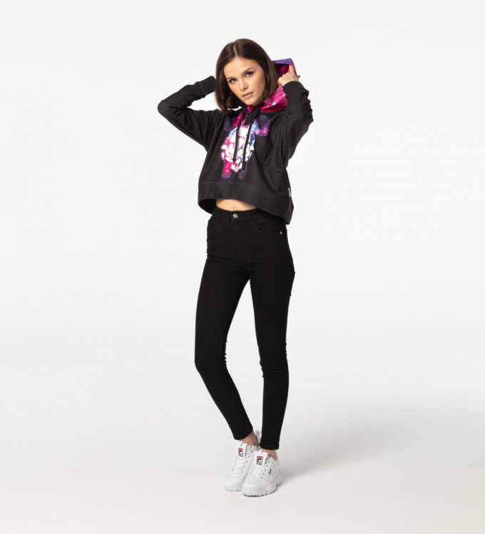 Rebel BLACK CROPPED mikina bez kapsy - Image 2